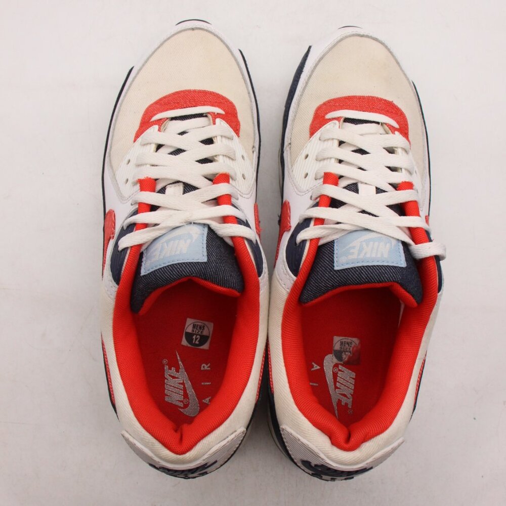 Nike Air Max 90 USA Denim ‘White Red Navy Blue’ Men’s Size 12 DJ5170-100 - Picture 9 of 11